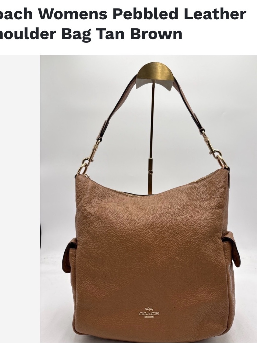 Coach Pebbled Leather Hobo Shoulder Bag in Tan